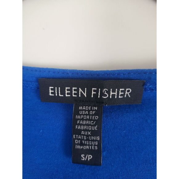 Eileen Fisher T Shirt Dress S/P Womens Blue Pullover Knee Length 3/4 Sleeve - Picture 5 of 9